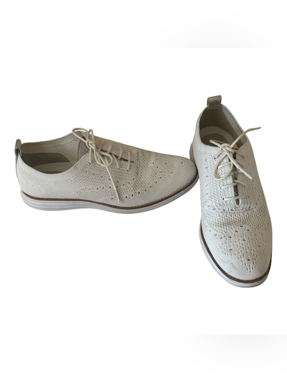 Cole Haan Original Grand White Lite Knit Wingtip Oxford Shoes Size 9.5